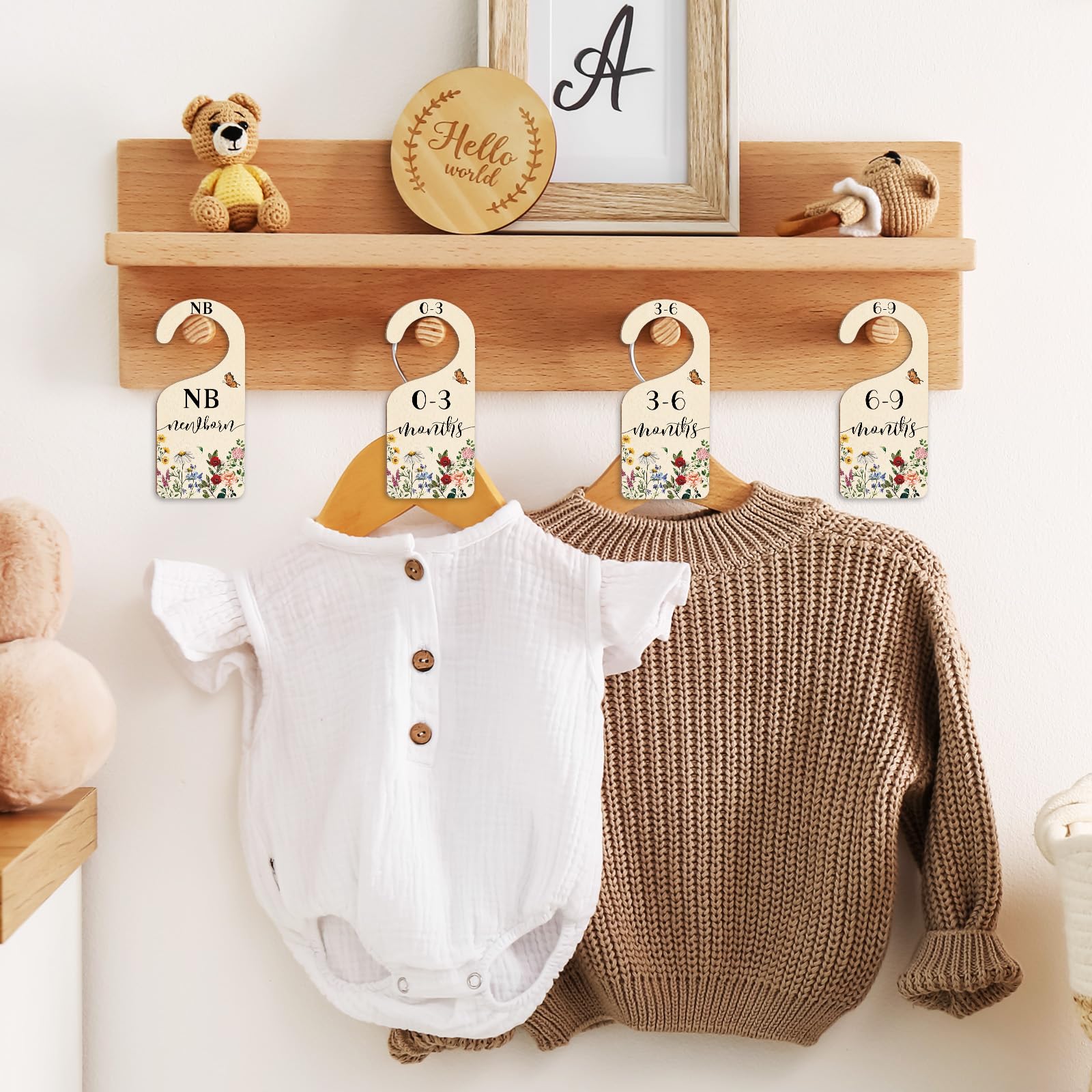 Whaline vintage pattern enhances nursery decor while organizing by age