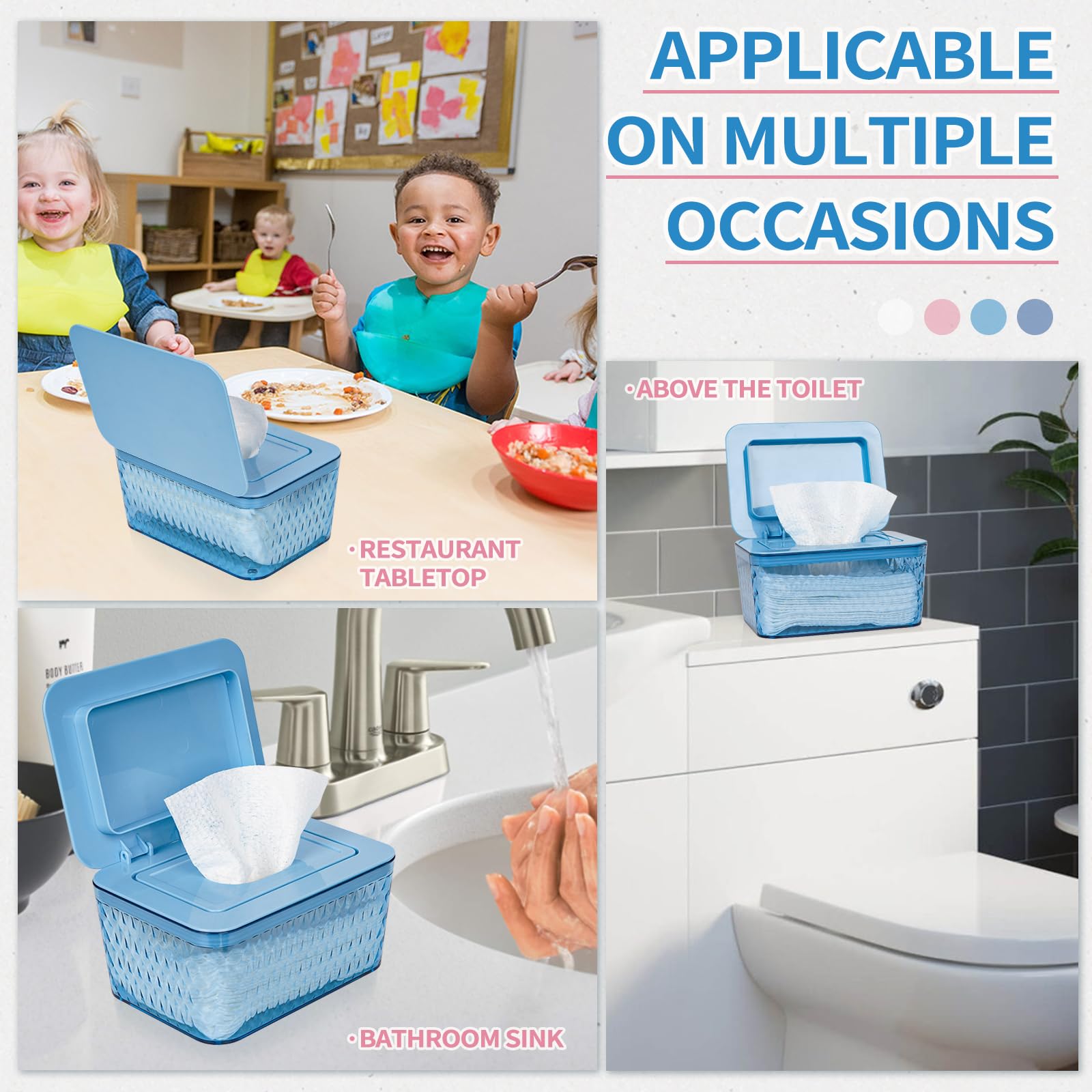 Whiidoom wipes dispenser blue design complements any room.