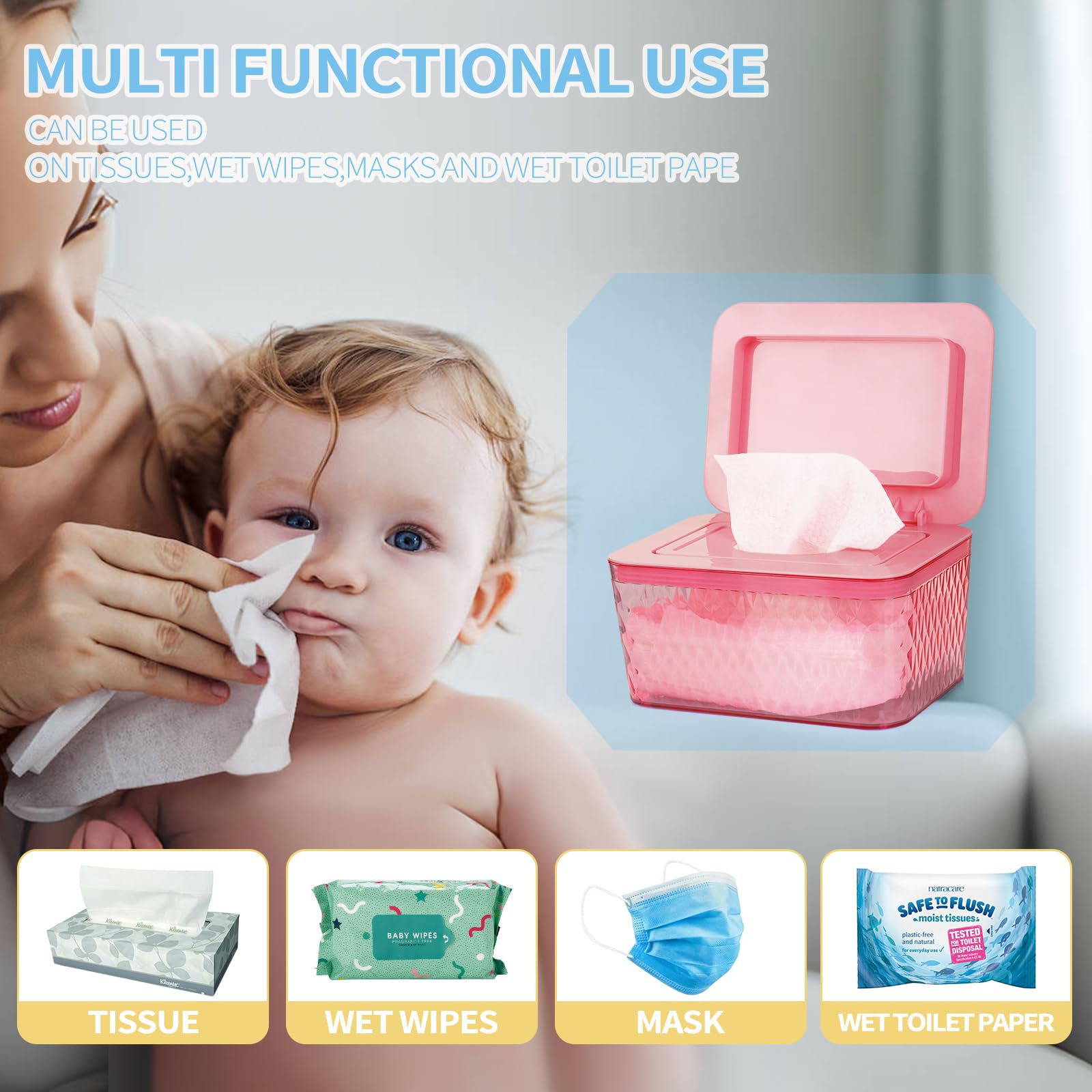 Whiidoom wipe case doubles as multi use storage for towels masks or cosmetic wipes.