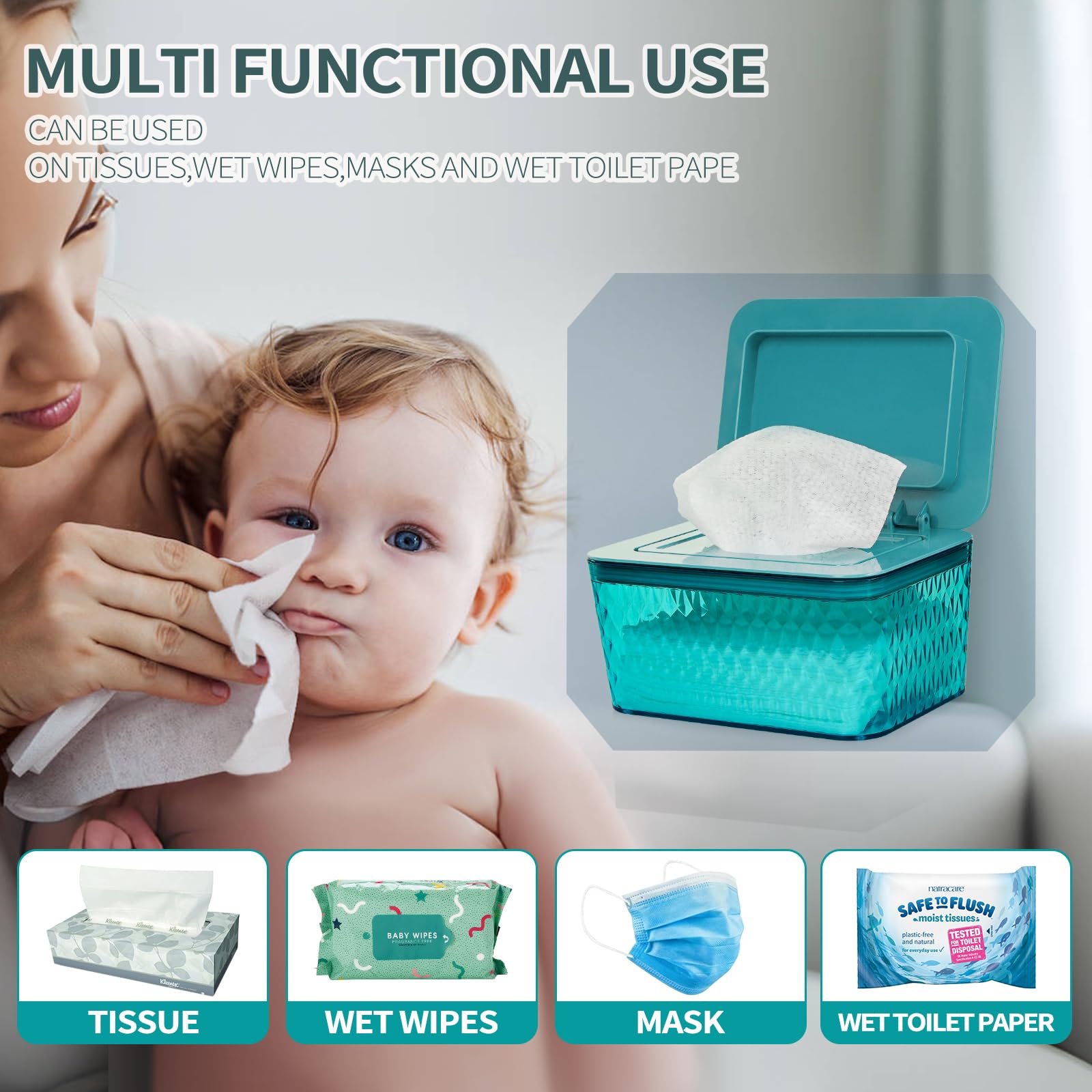 Whiidoom wipes dispenser multi use for diapers, masks, and cosmetics
