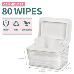 Whiidoom wipes dispenser demonstrates one-handed use for quick access while holding a baby.