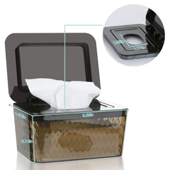 Whiidoom wipes dispenser enables one-handed use for quick wipe access.