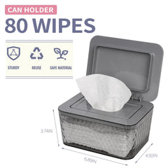 Whiidoom wipes dispenser enables one-handed operation while holding a baby.