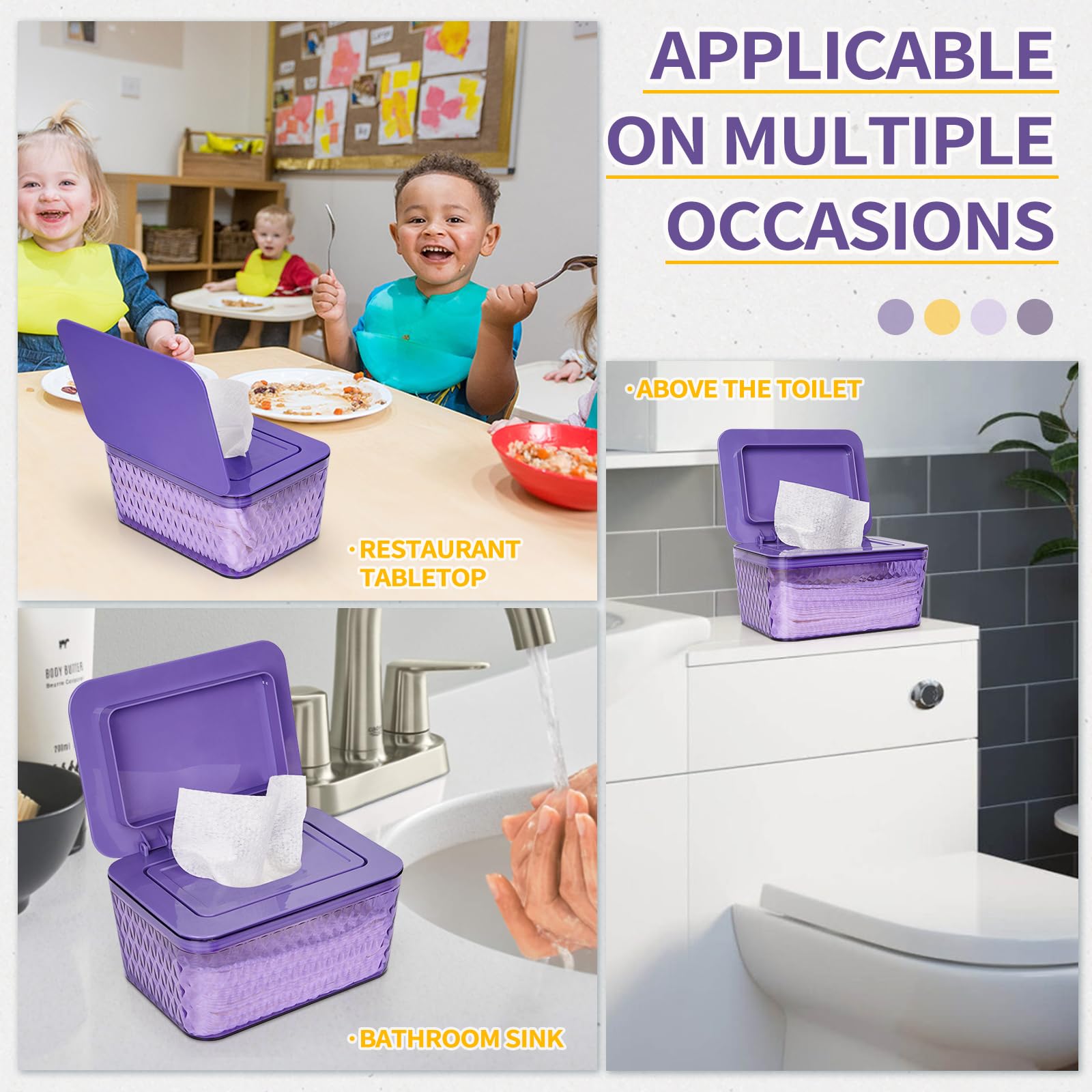 Whiidoom wipes dispenser purple design adds stylish organization to any room.