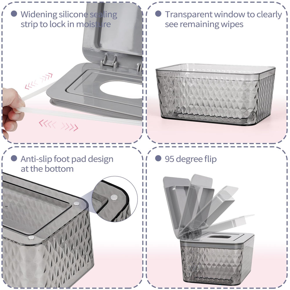 Whiidoom seal-lid design keeps wipes moist and ready for use.