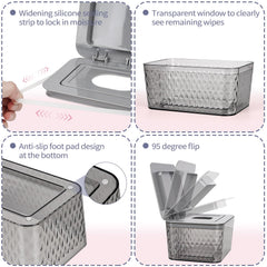 Whiidoom seal-lid design keeps wipes moist and ready for use.