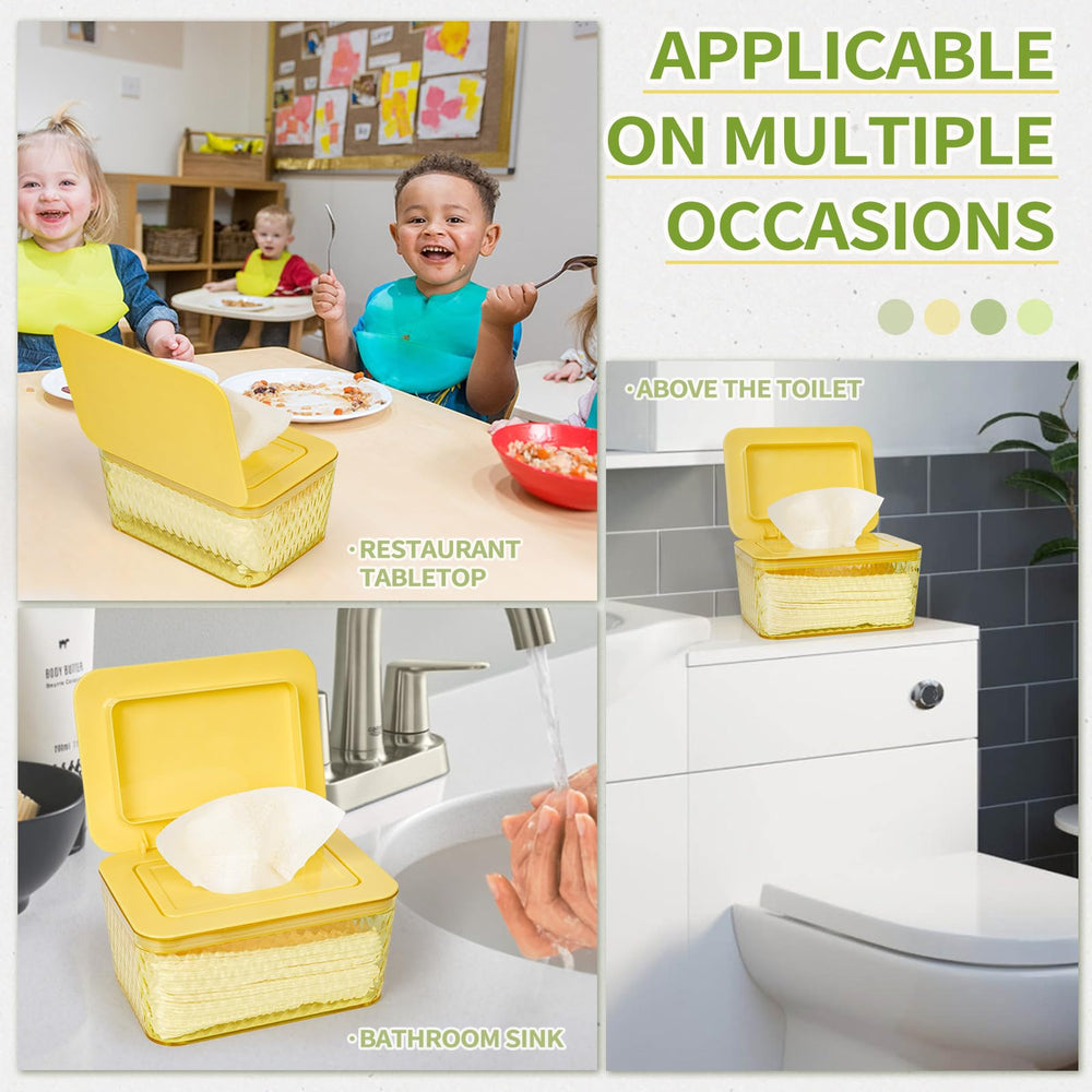 Whiidoom Wipes Dispenser yellow design adds cheerful decor while organizing wipes.