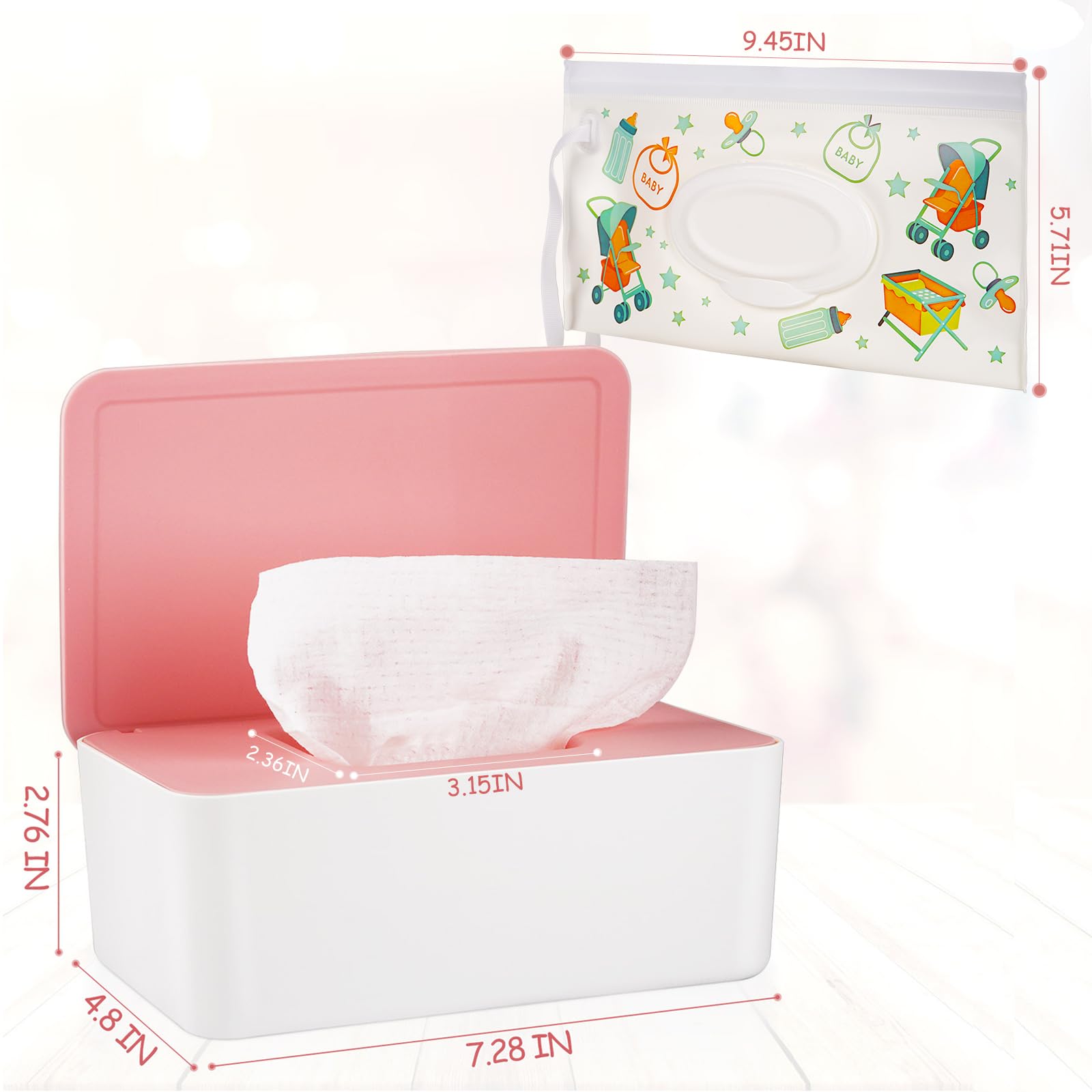 Whiidoom wipes tissue case in pink keeps wipes fresh and organized
