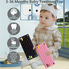 Whisary keyboard teether clip pink anti-drop feature supports on-the-go use