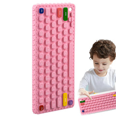 Whisary keyboard teether pink with clip for early teething exploration