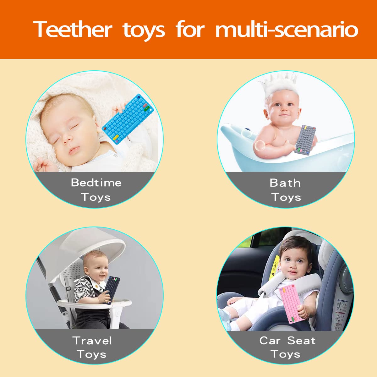 Whisary teether colorful keys promotes color learning and exploration