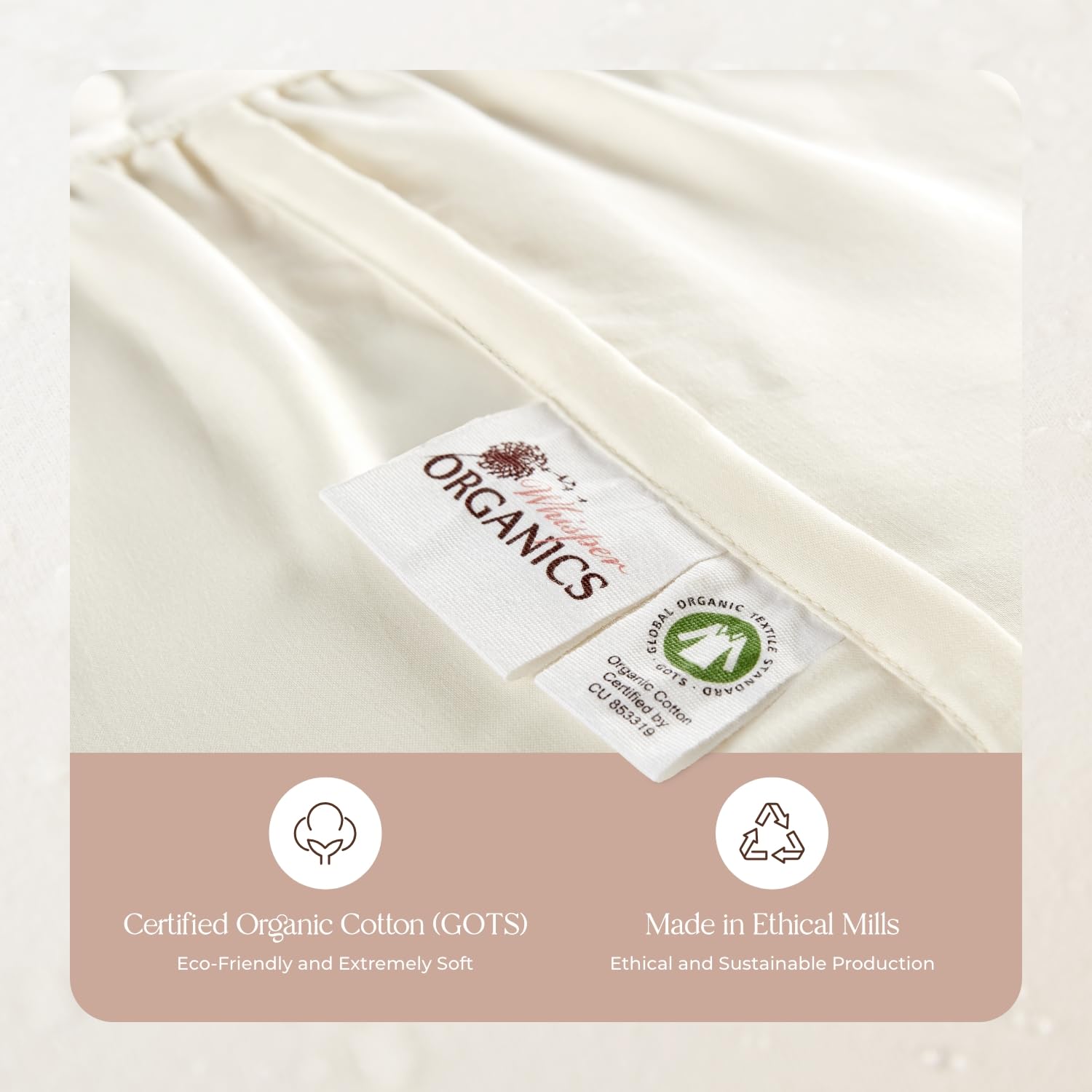 Whisper Organics vinyl-free fabric close-up underscores safe materials for sensitive skin