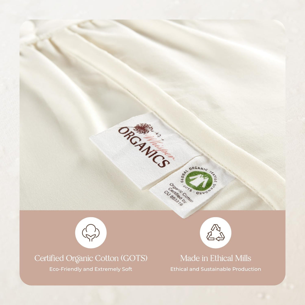 Whisper Organics vinyl-free fabric close-up underscores safe materials for sensitive skin