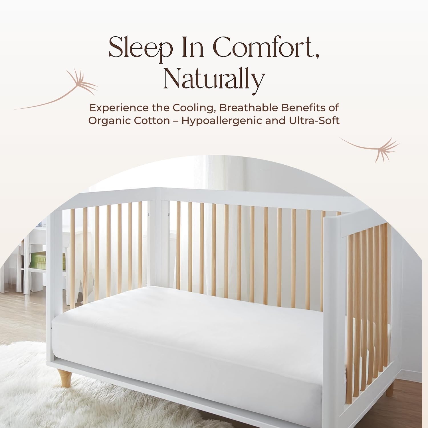 Whisper Organics whisper-quiet top layer indicates a calm sleep surface