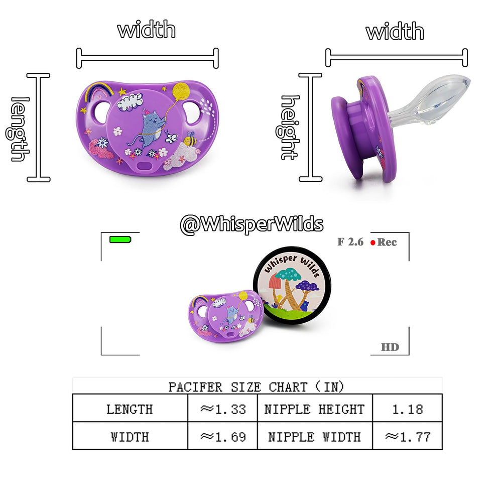 WhisperWilds cat pattern pacifier printed design adds playful personal style.