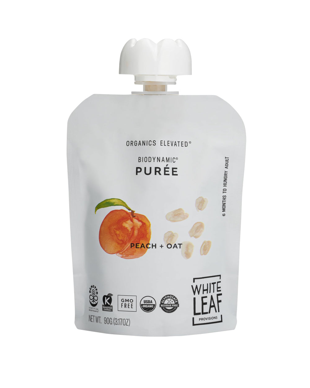 White Leaf Provisions BPA-free pouch emphasizes safe feeding.