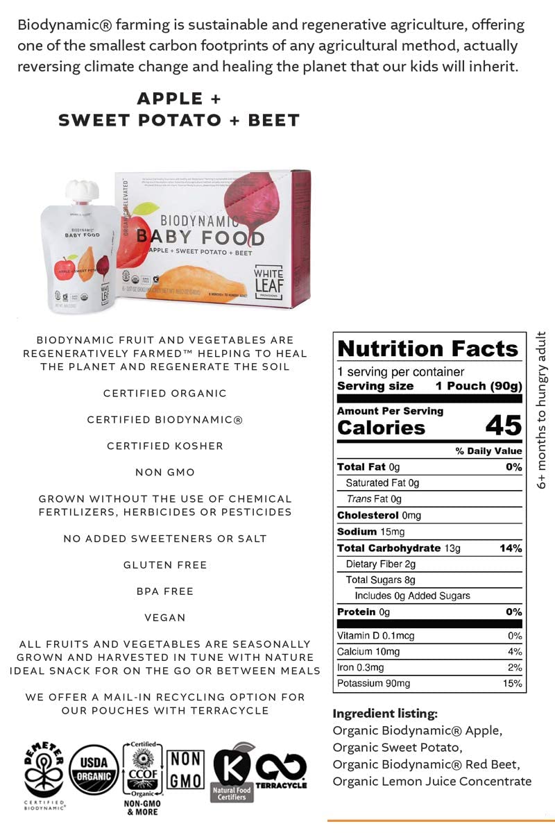 White Leaf Provisions non-GMO and Kosher certified label on the pouch.