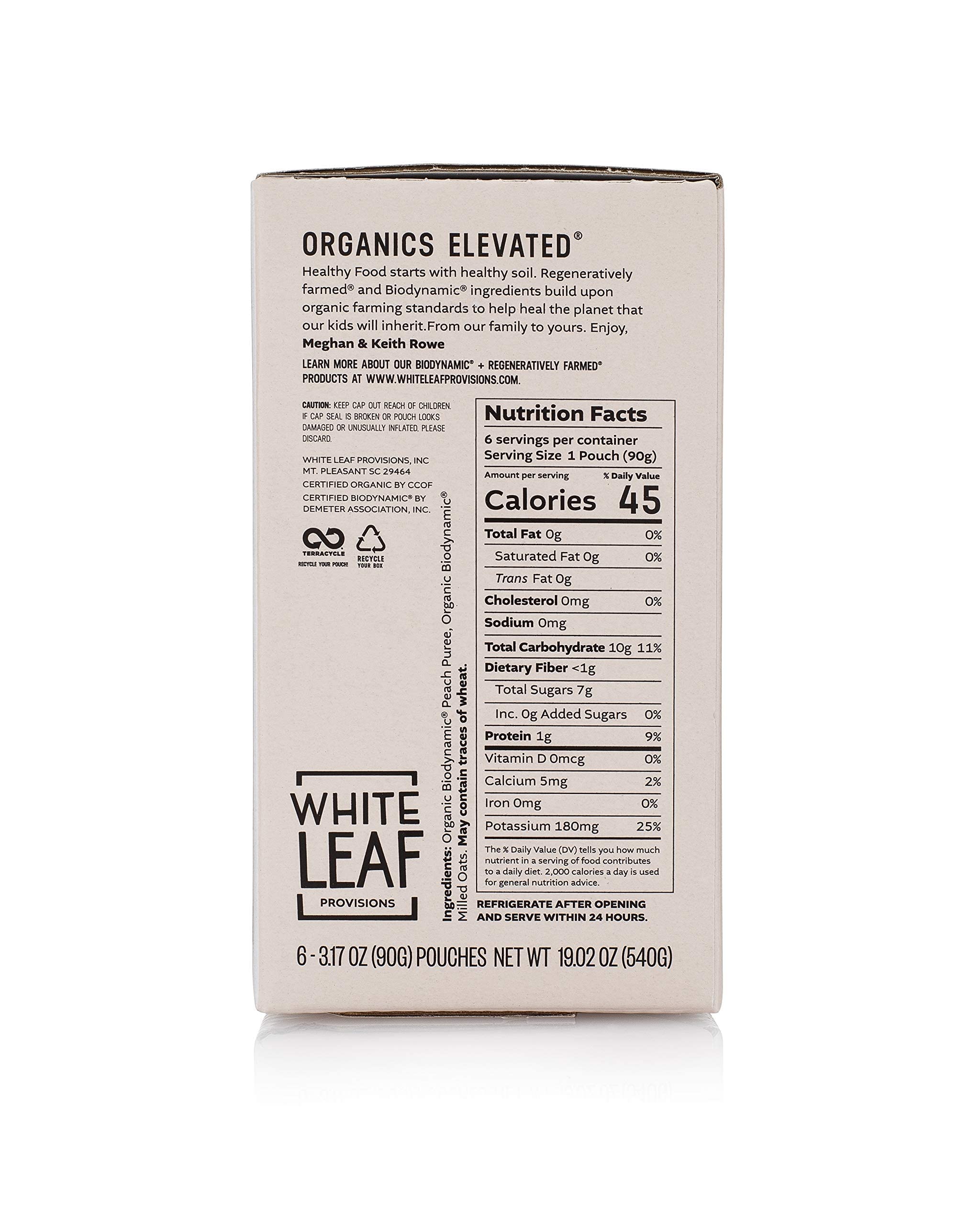 White Leaf Provisions squeezeable baby food ideal for travel.