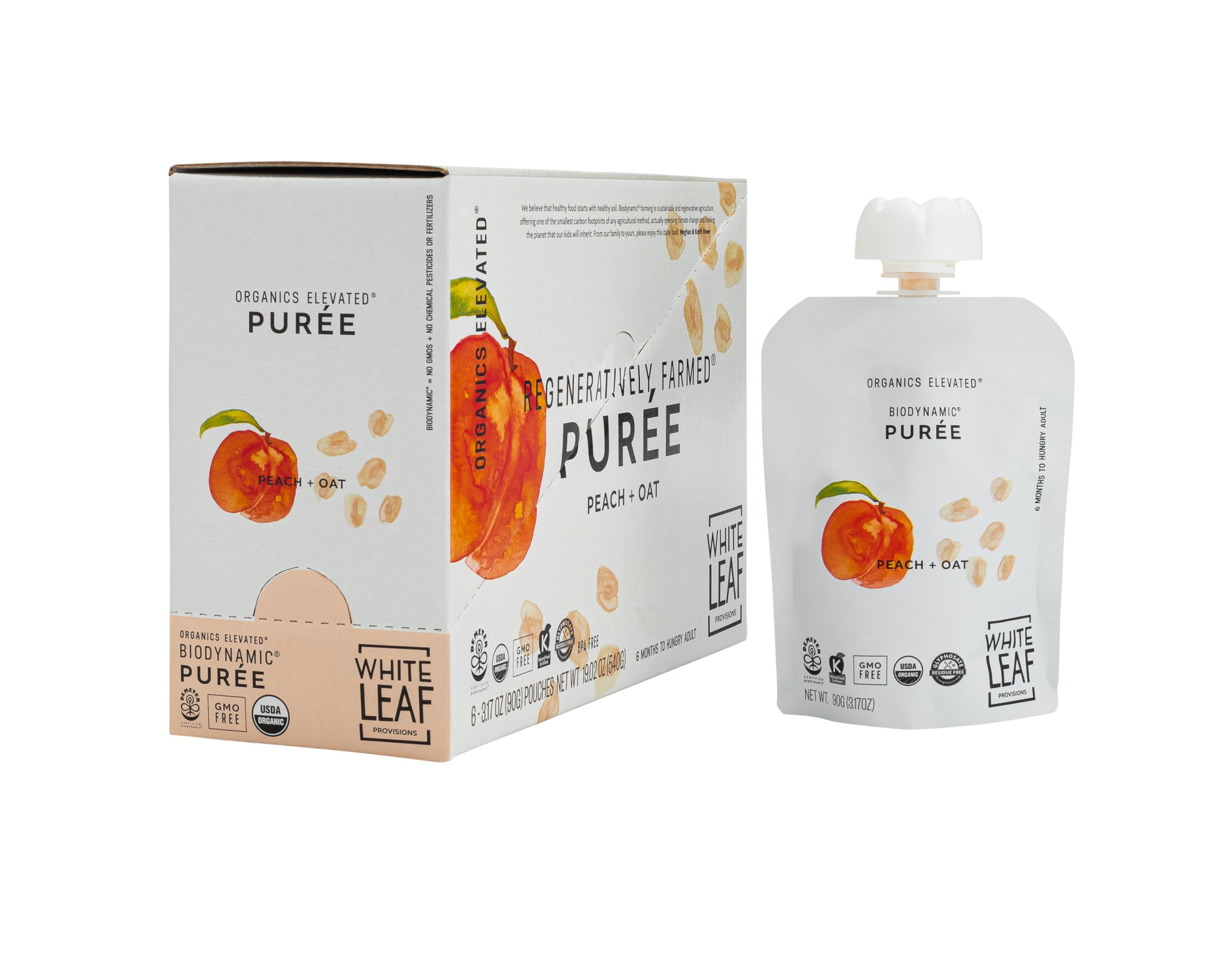White Leaf Provisions regenerative farming label highlights sustainable sourcing.