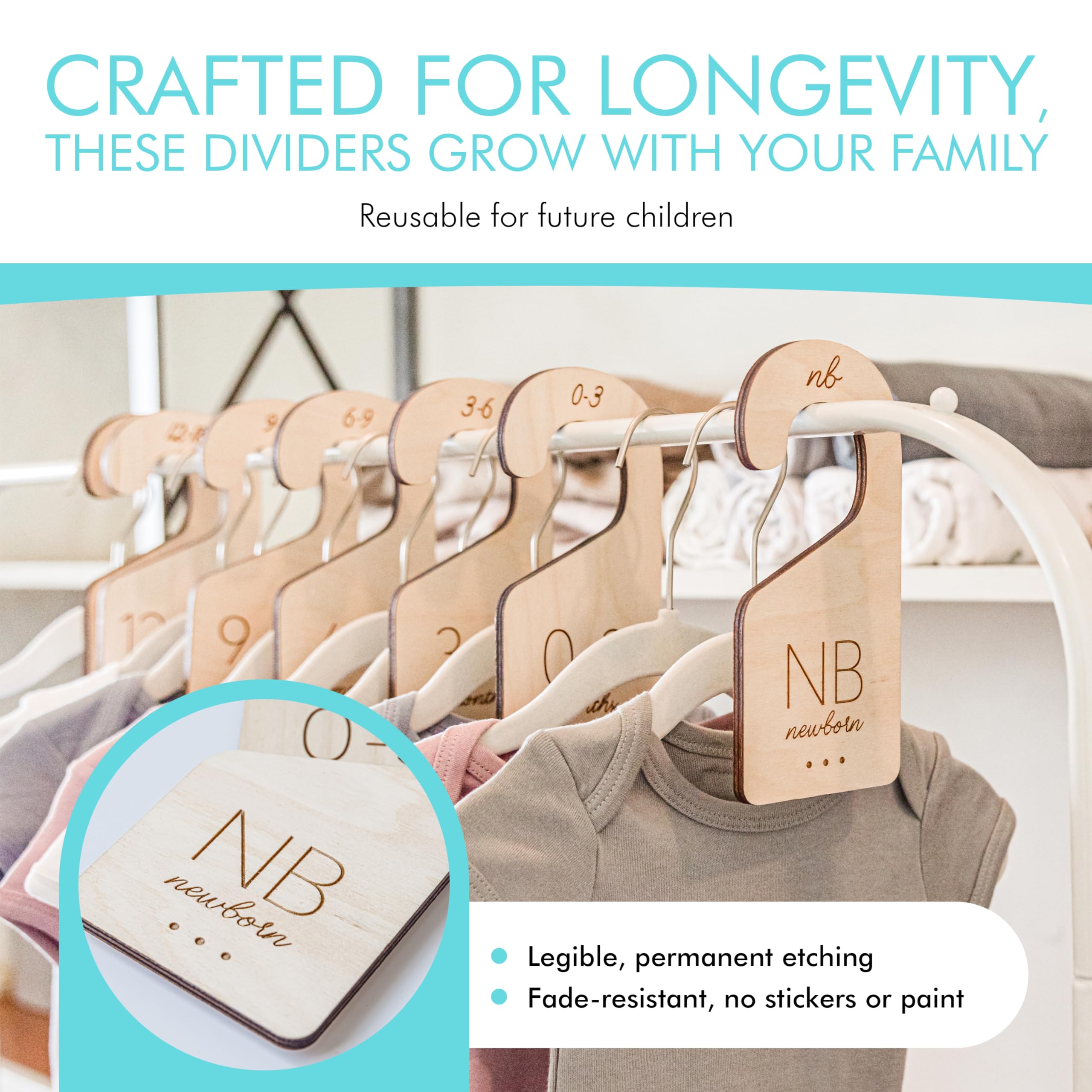 White Loft baby clothes dividers 3-6 months—keeps outfits organized during daily changes.