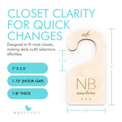 White Loft baby clothes dividers 6-9 months— assists in orderly nursery wardrobe flow.