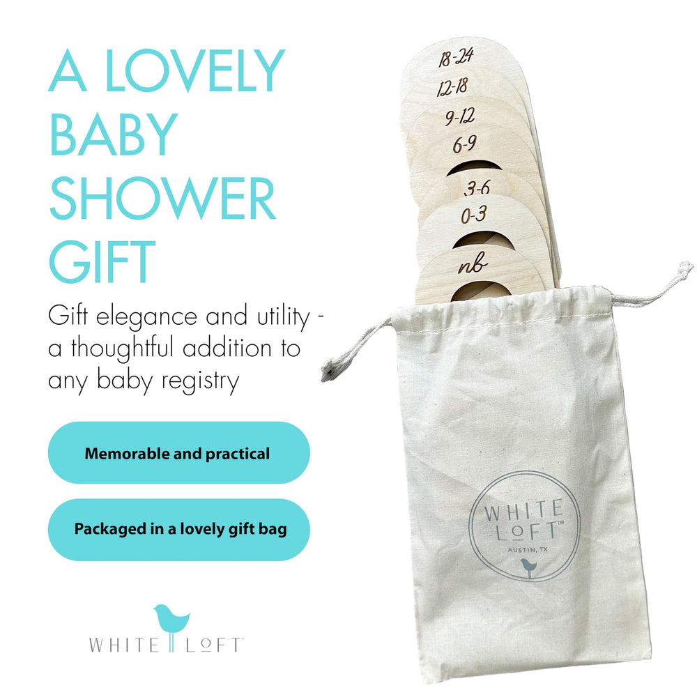 White Loft birch wood dividers—natural finish with durable, readable lettering for nursery organization.