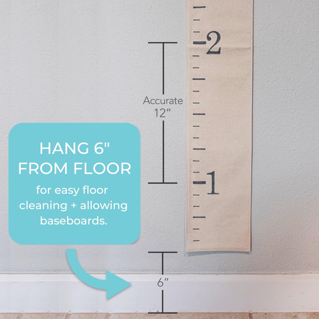 White Loft canvas growth chart with included pen for immediate height updates