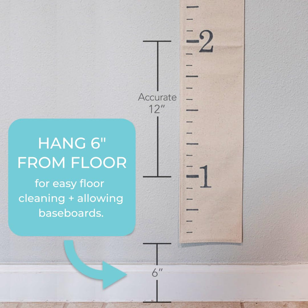 White Loft canvas growth chart with included pen for immediate height updates
