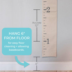 White Loft canvas growth chart with included pen for immediate height updates