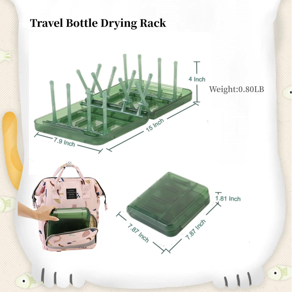 WHNL travel bottle drying rack includes ample internal storage for brushes.