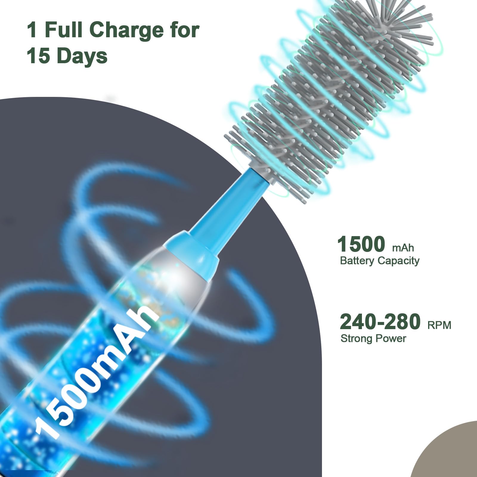 WHNL bottle brush silicone head provides gentle yet thorough cleaning