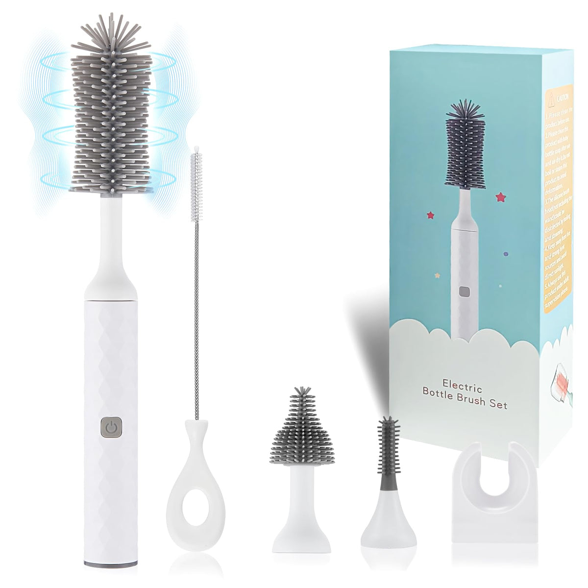 WHNL electric bottle brush two-speed head delivers thorough cleaning