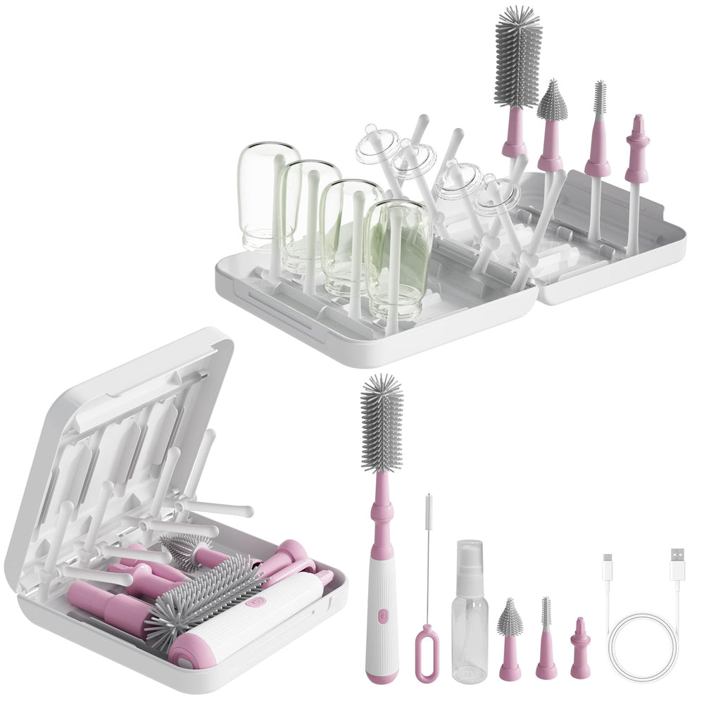 WHNL powerful electric bottle brush set front view for quick, thorough bottle cleaning.