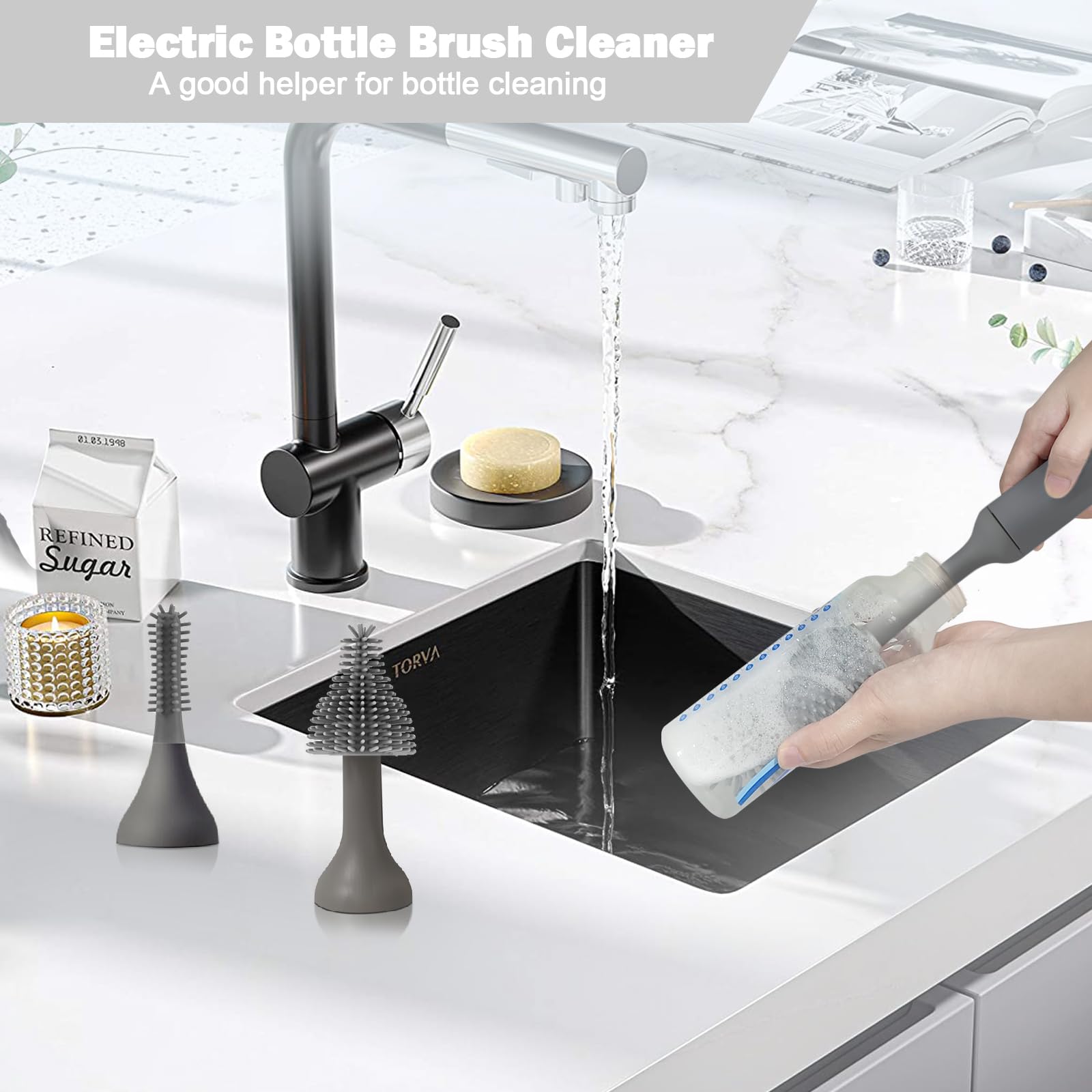 WHNL replaceable silicone bottle brush heads deliver gentle bottle care.