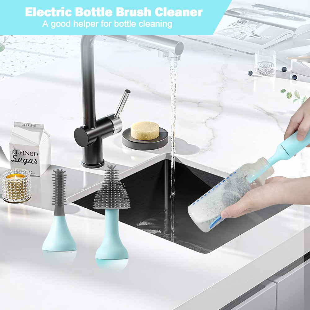 WHNL replaceable silicone brush heads close-up demonstrates versatile bottle cleaning