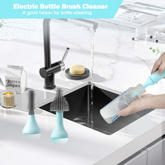 WHNL replaceable silicone brush heads close-up demonstrates versatile bottle cleaning