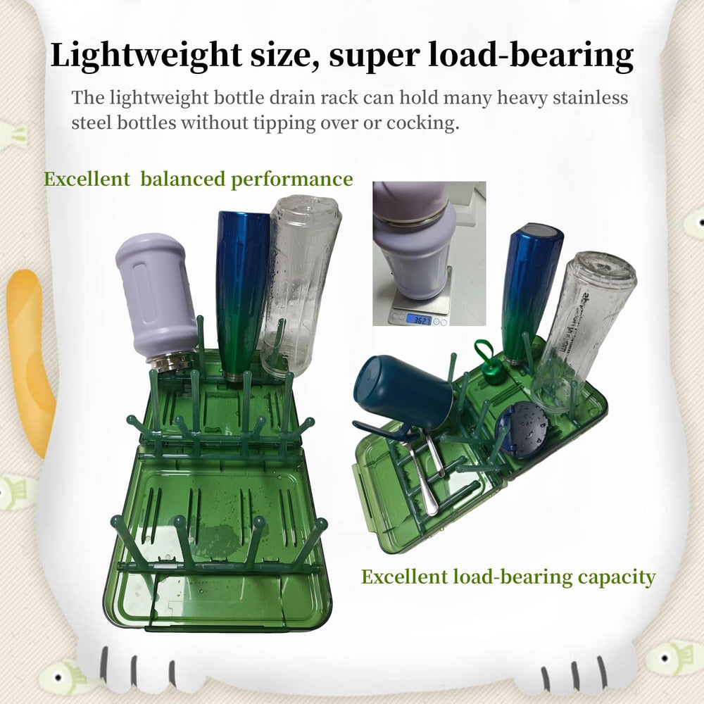 WHNL travel bottle drying rack dishwasher-safe design for quick cleanup.