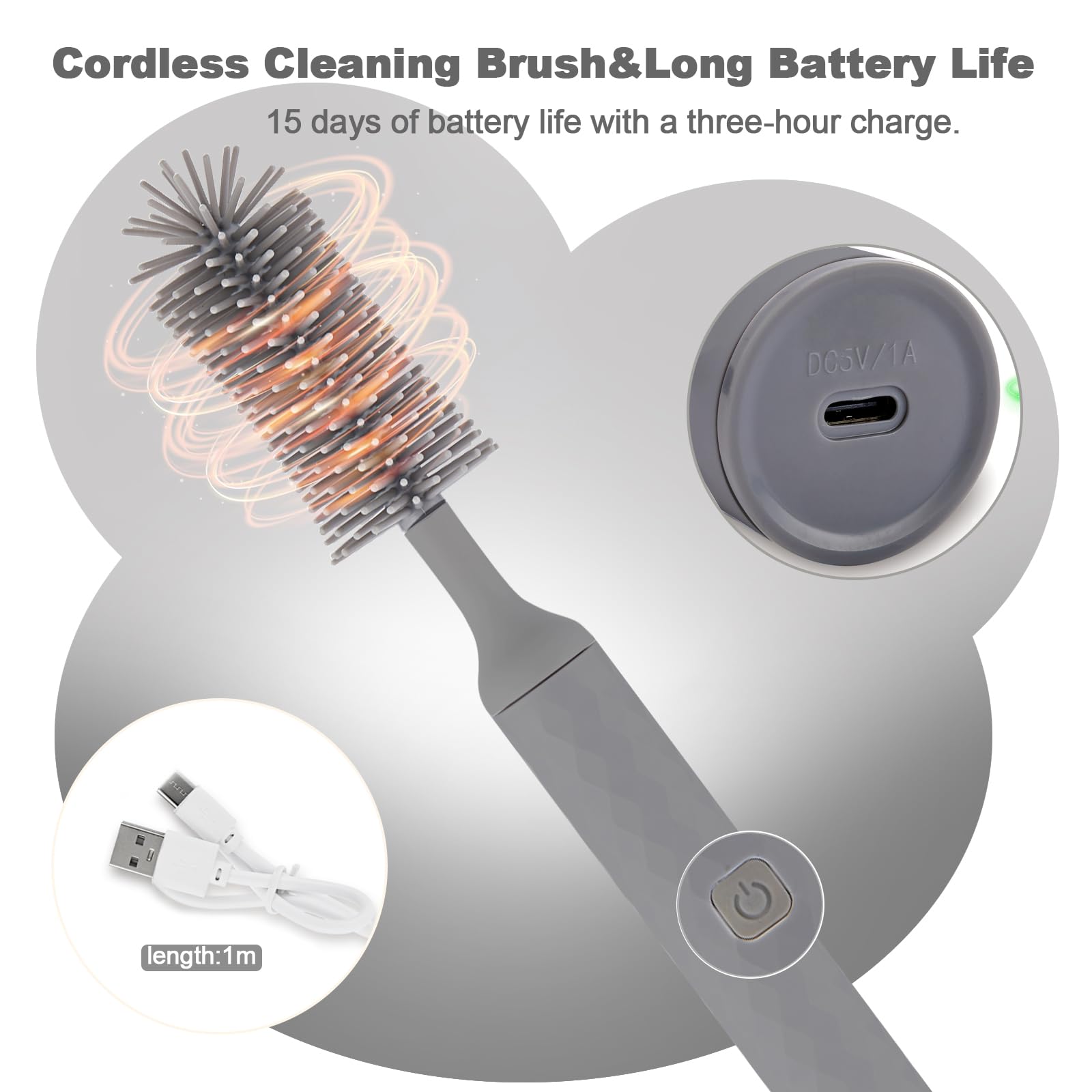 WHNL waterproof design for safe shower cleaning and rinsing