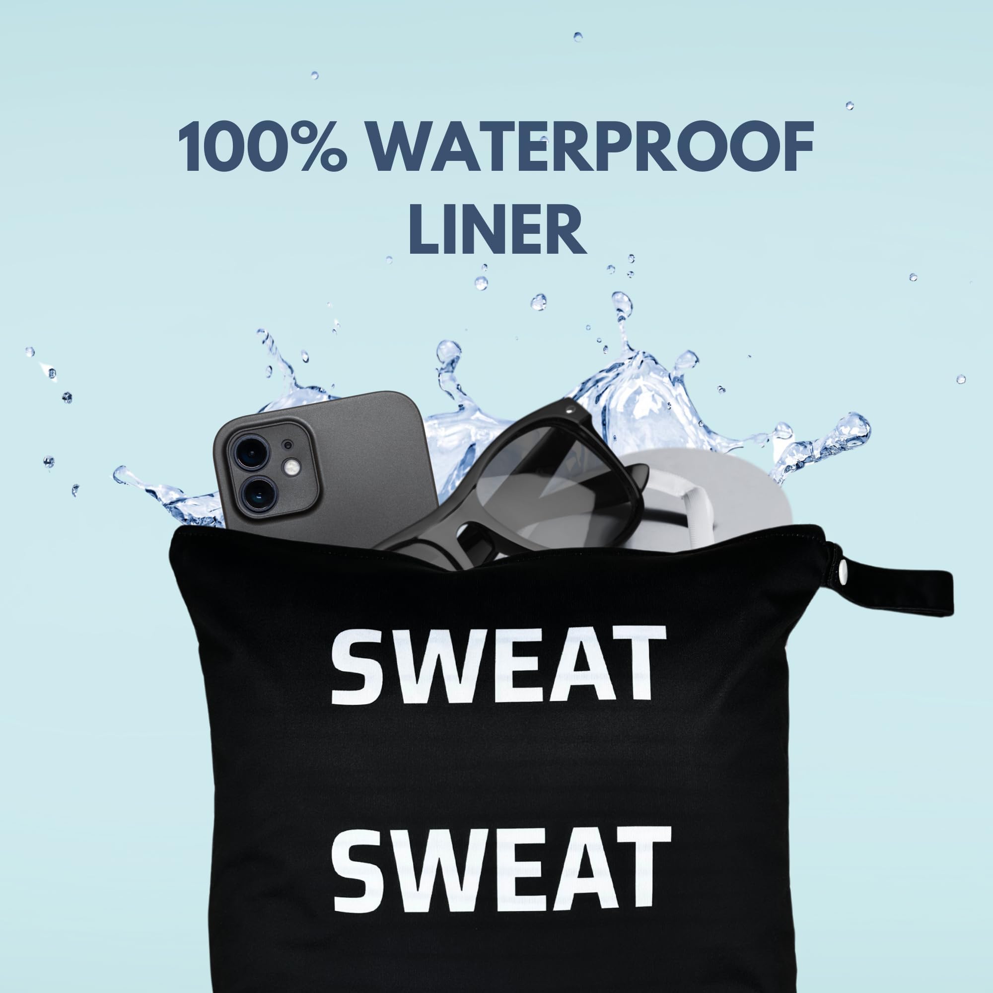 Whole Works wet bag shows waterproof material for gym and travel use.