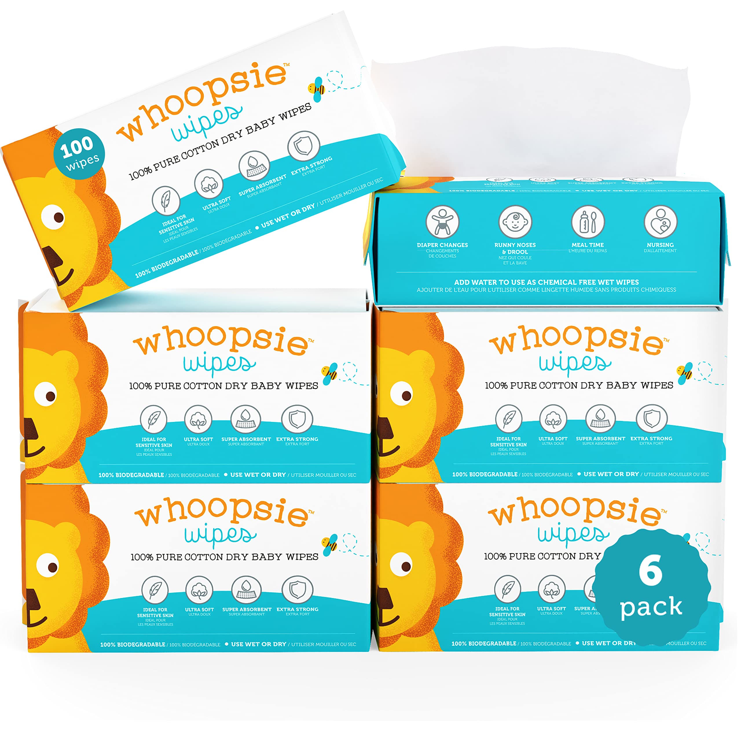 Whoopsie Wipes vegan-biodegradable label underscores eco-friendly choice.