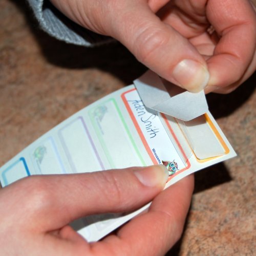 Whoozems labels help organize all baby products like bottles and cups.