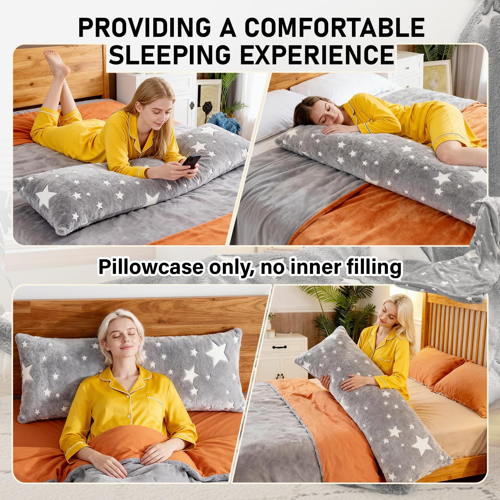 Wibeelee 21x54 body pillow cover fits standard inserts for versatile spaces.