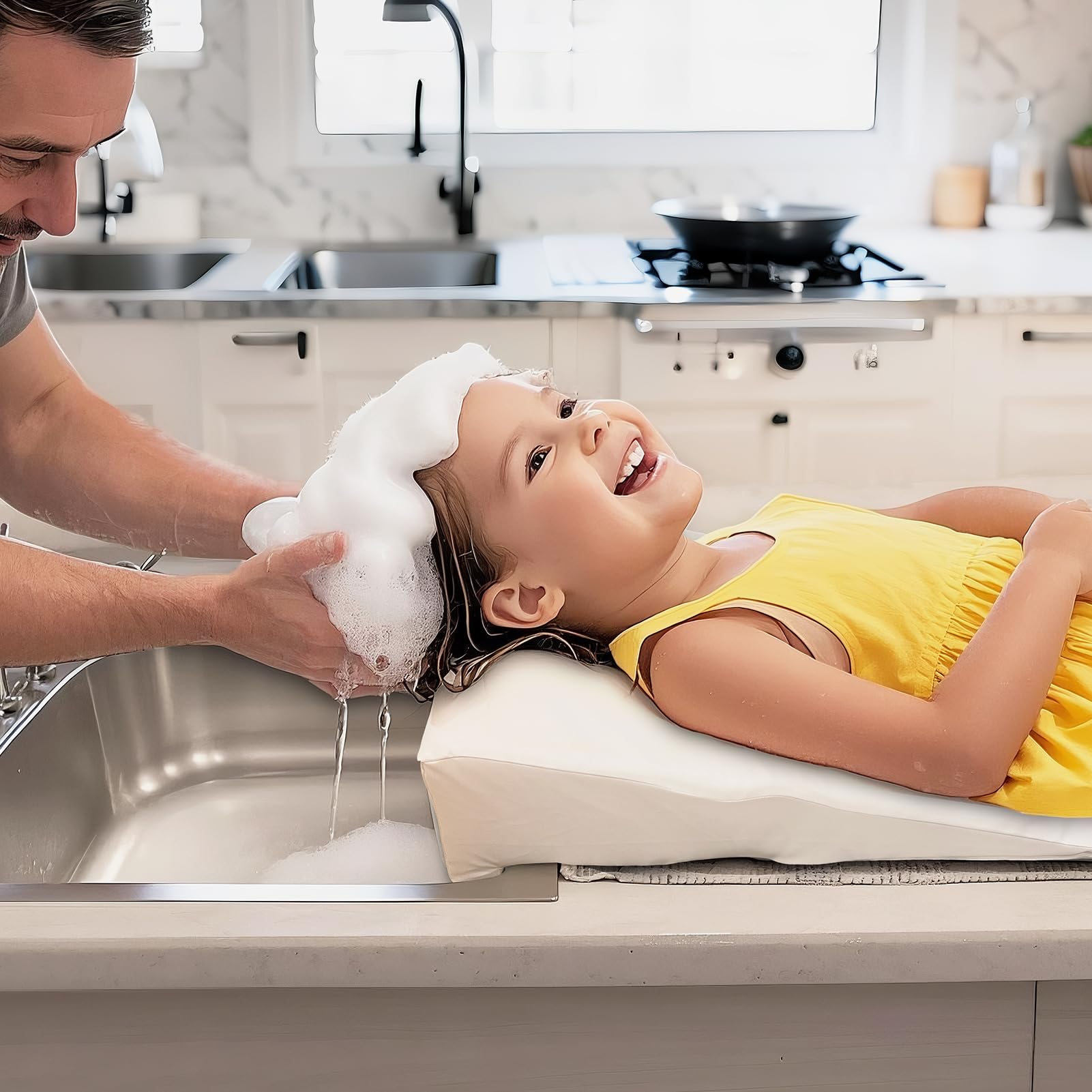 Wibeelee-angled-water-channel directs drips into sink for a tidier wash.