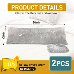 Wibeelee glow-in-the-dark body pillow cover starlit sky design enhances dark-room mood.