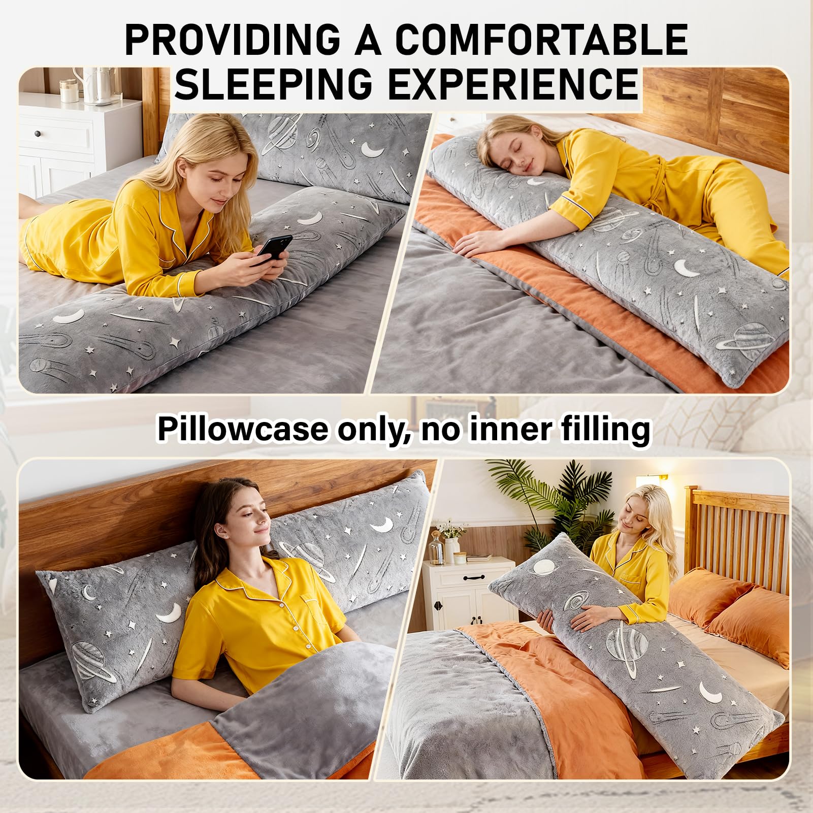 Wibeelee standard body pillow 21x54 fits common inserts and sofa setups.