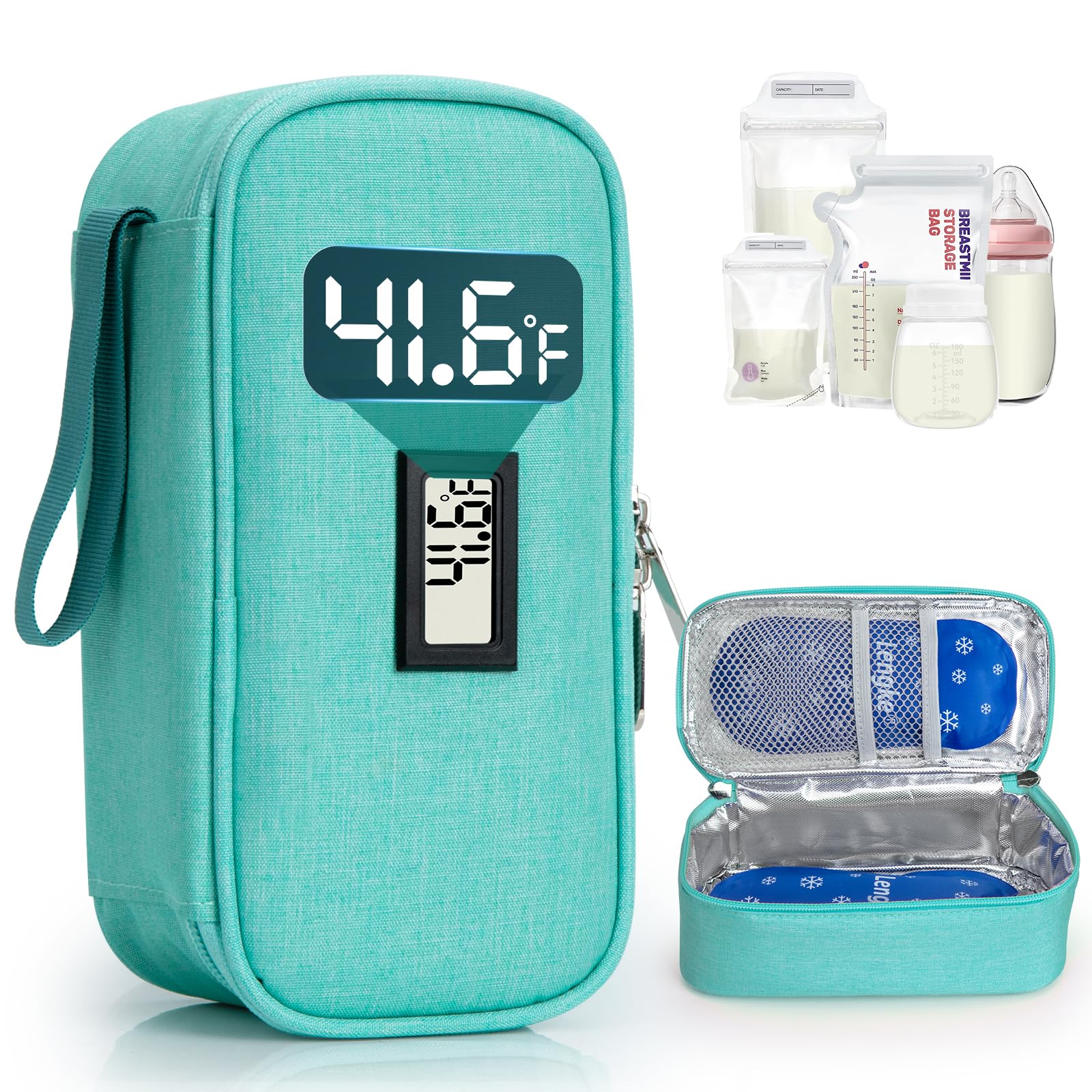 WIBOND breast milk cooler with real-time display shows live temp for on-the-go feeding.