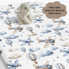 Wicbfdfv blue-moon-stars-crib-sheet-fit closeup showing 9-inch deep pocket for standard cribs.