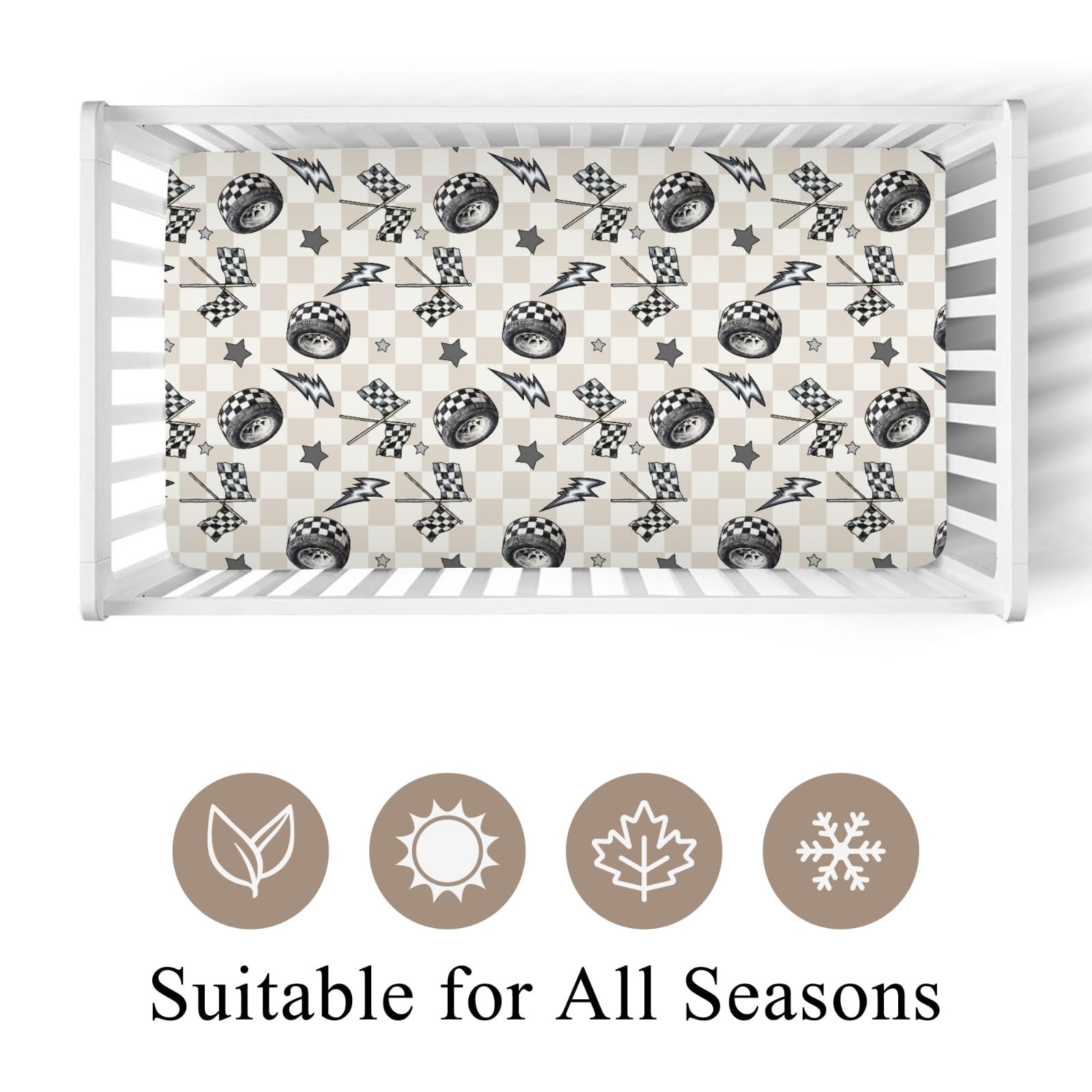 Wicbfdfv checkered vehicles baby sheet highlights playful patterns for tidy cribs