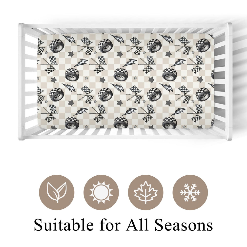 Wicbfdfv checkered vehicles baby sheet highlights playful patterns for tidy cribs