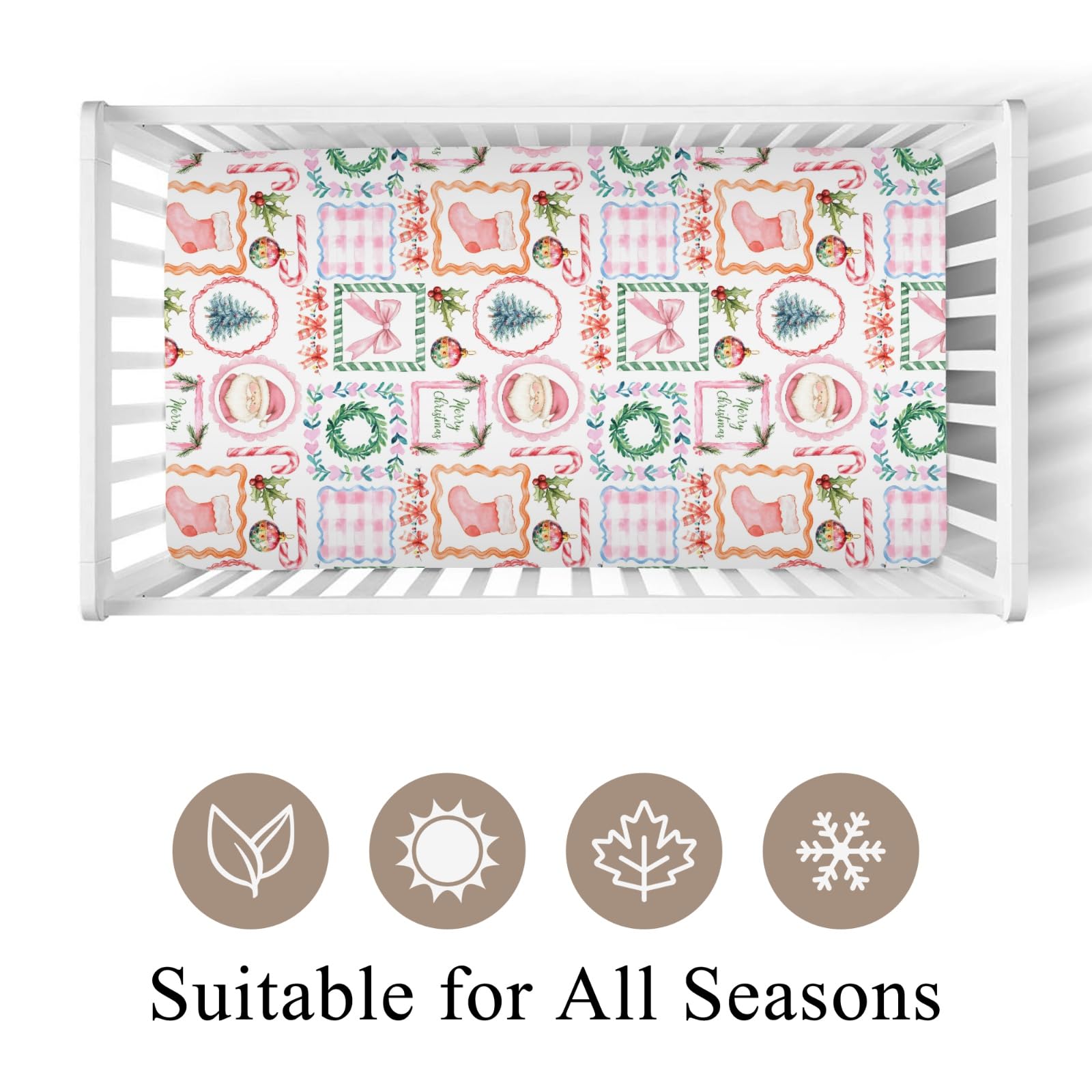 Wicbfdfv pink bows fitted crib sheet showcases charming pattern and safe snug fit for baby.